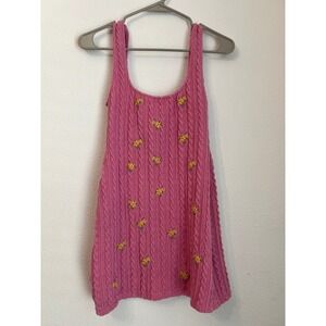 Zara Knit Mini Dress Pink Floral Sleeveless Casual Summer Dress Size S‎